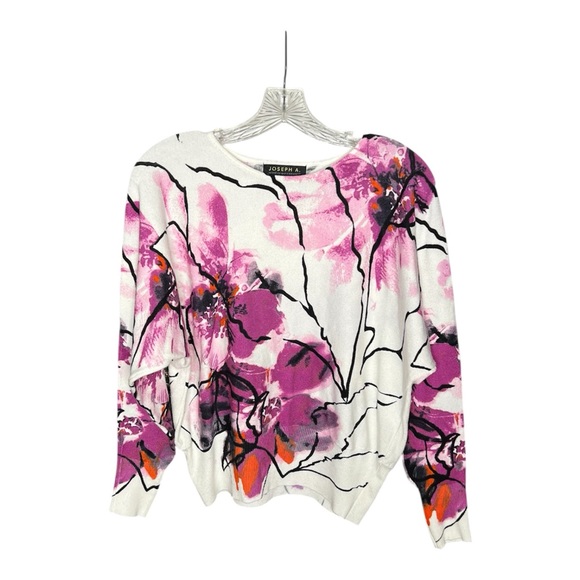 Joseph A Abstract Floral Sweater Womens Deep Purple/Pink/Black/White - Picture 8 of 13
